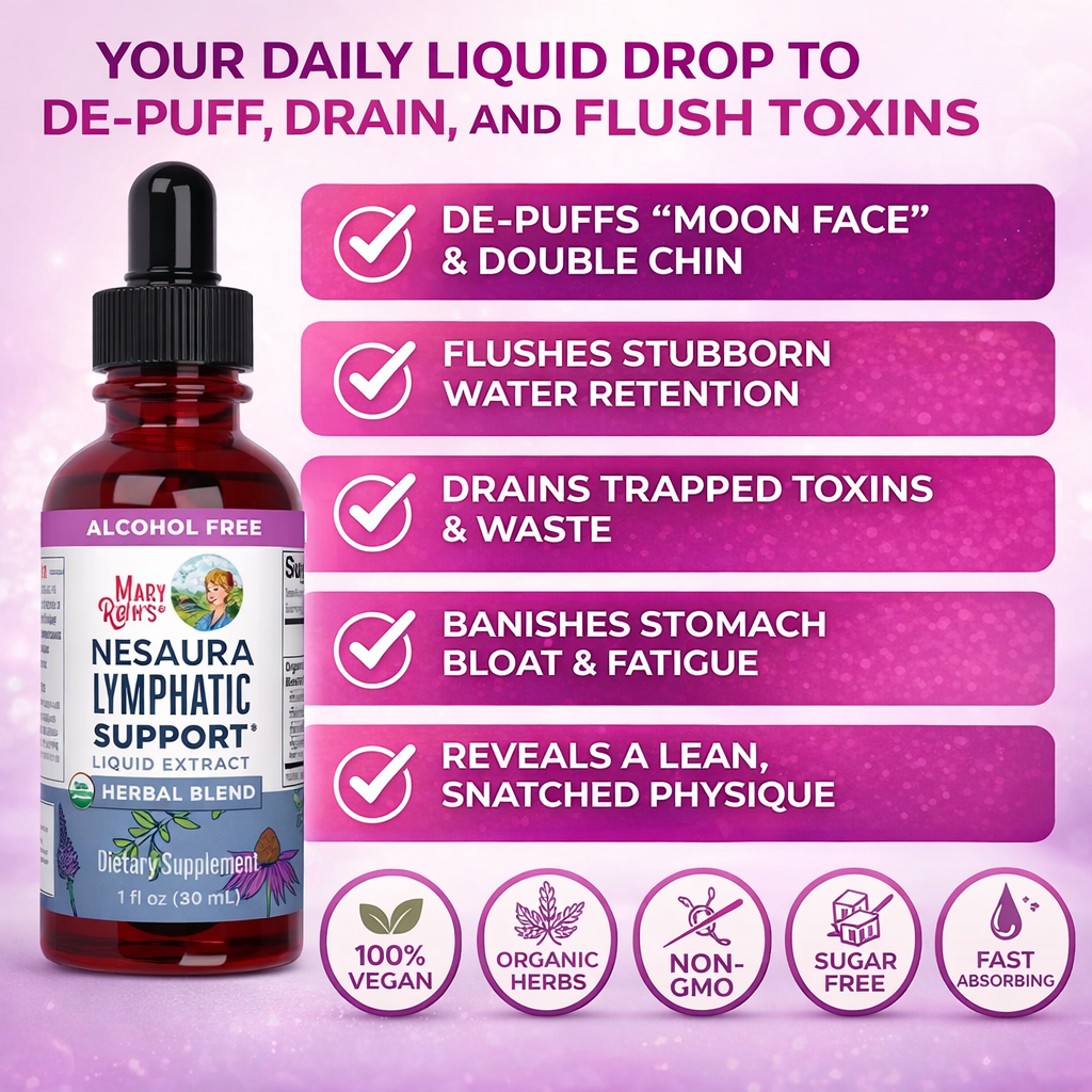 Nesaura Lymphatic Drainage Drops: Depuff Face & Body, Flush Toxins, Reduce Water Weight, Support Lymph Flow
