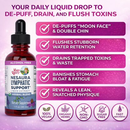 Nesaura Lymphatic Drainage Drops: Depuff Face & Body, Flush Toxins, Reduce Water Weight, Support Lymph Flow