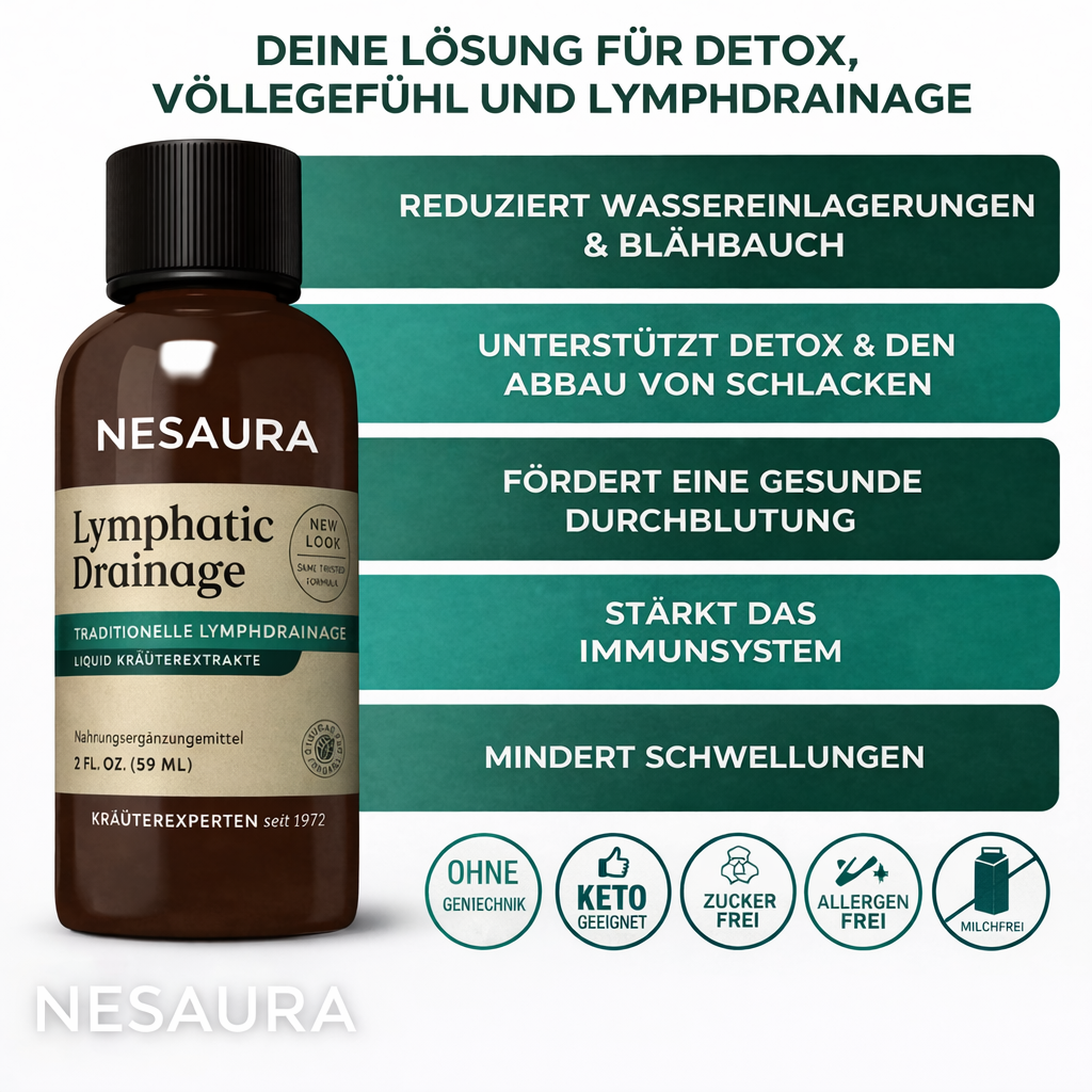 Nesaura Lymph-Tropfen: Entgiftet, fördert den Lymphfluss & reduziert Schwellungen